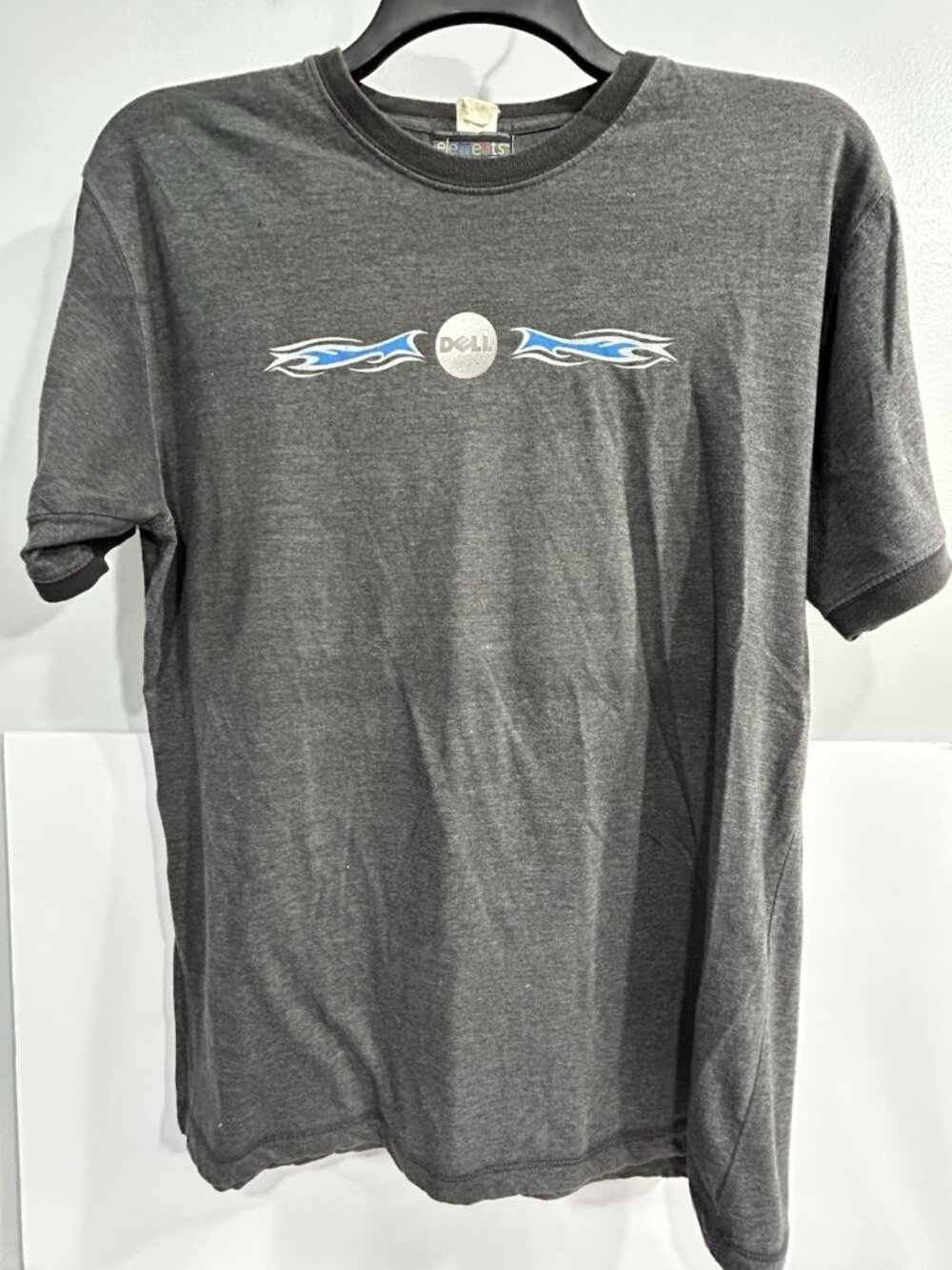 Vintage 90s Y2K Sz Mens L Tribal Spell Out Dell Computers Short Sleeve T-Shirt